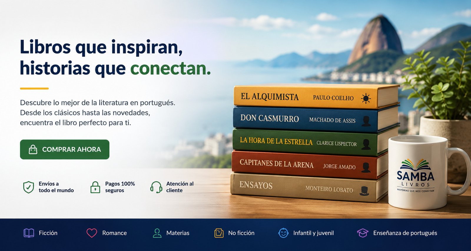 Libros que inspiran, historias que conectan. Descubre lo mejor de la literatura en portugués.